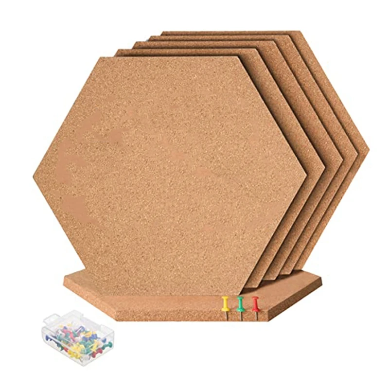 

6Pcs Hexagon Cork Board Tiles Self Adhesive Thick Corkboards For Wall Memo Boards Pin Board Decorative Bulletin Board