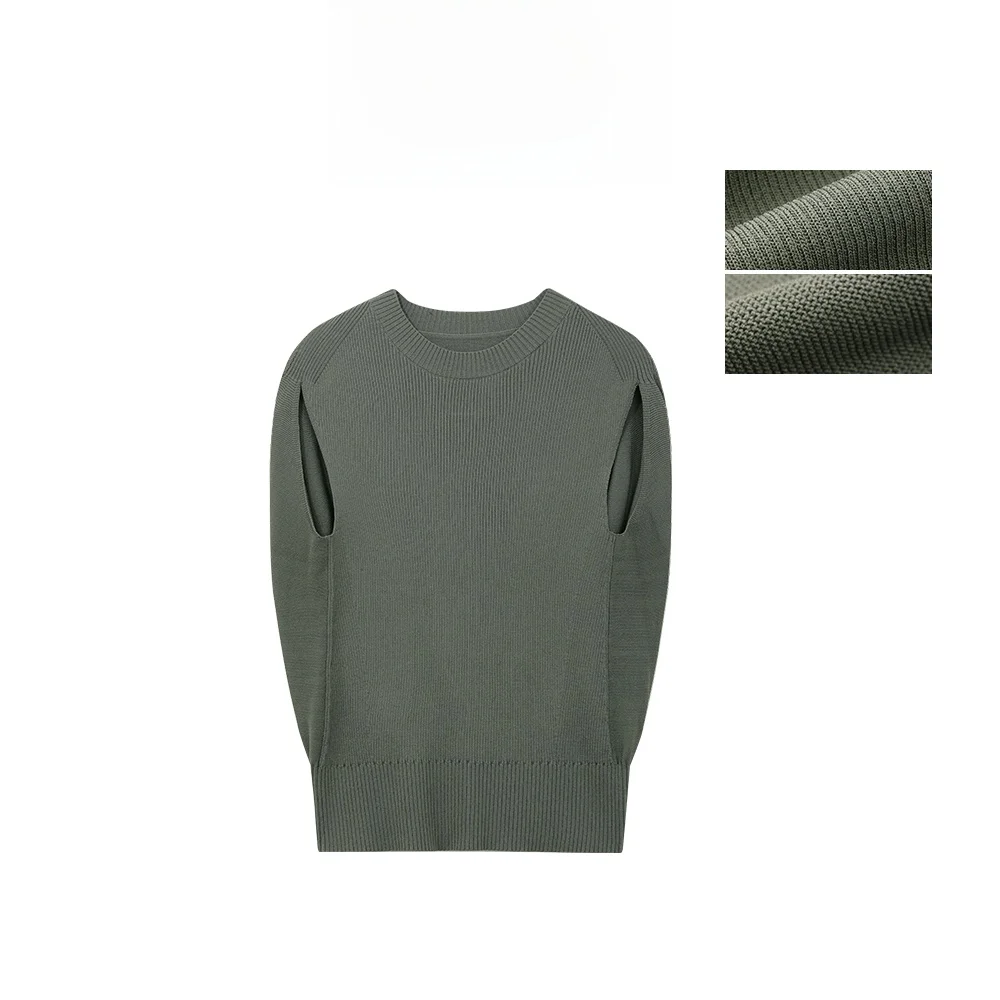 

Женский вязаный свитер Mannala Lazy Sle с круглым вырезом и ацетатным дизайном на рукавах, комфортный крой, осенняя коллекция