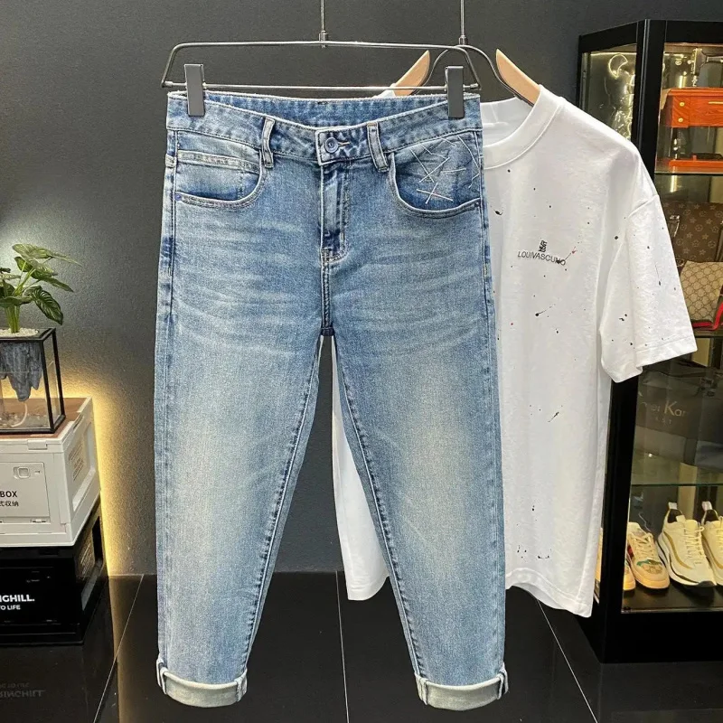 New Men's Fashion Summer 2026 Slim Fit Skinny Stretch Denim Jeans Retro Vintage Style Casual Versatile Stylish and Comfortable f