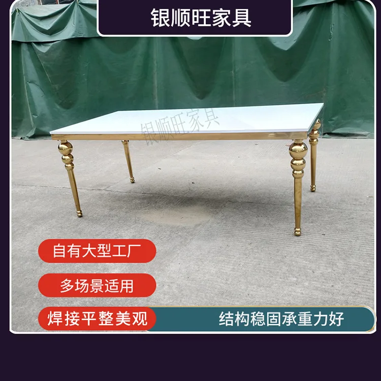 Manufacturers supply stainless steel European wedding table hotel banquet table tempered glass rectangular table wholesale