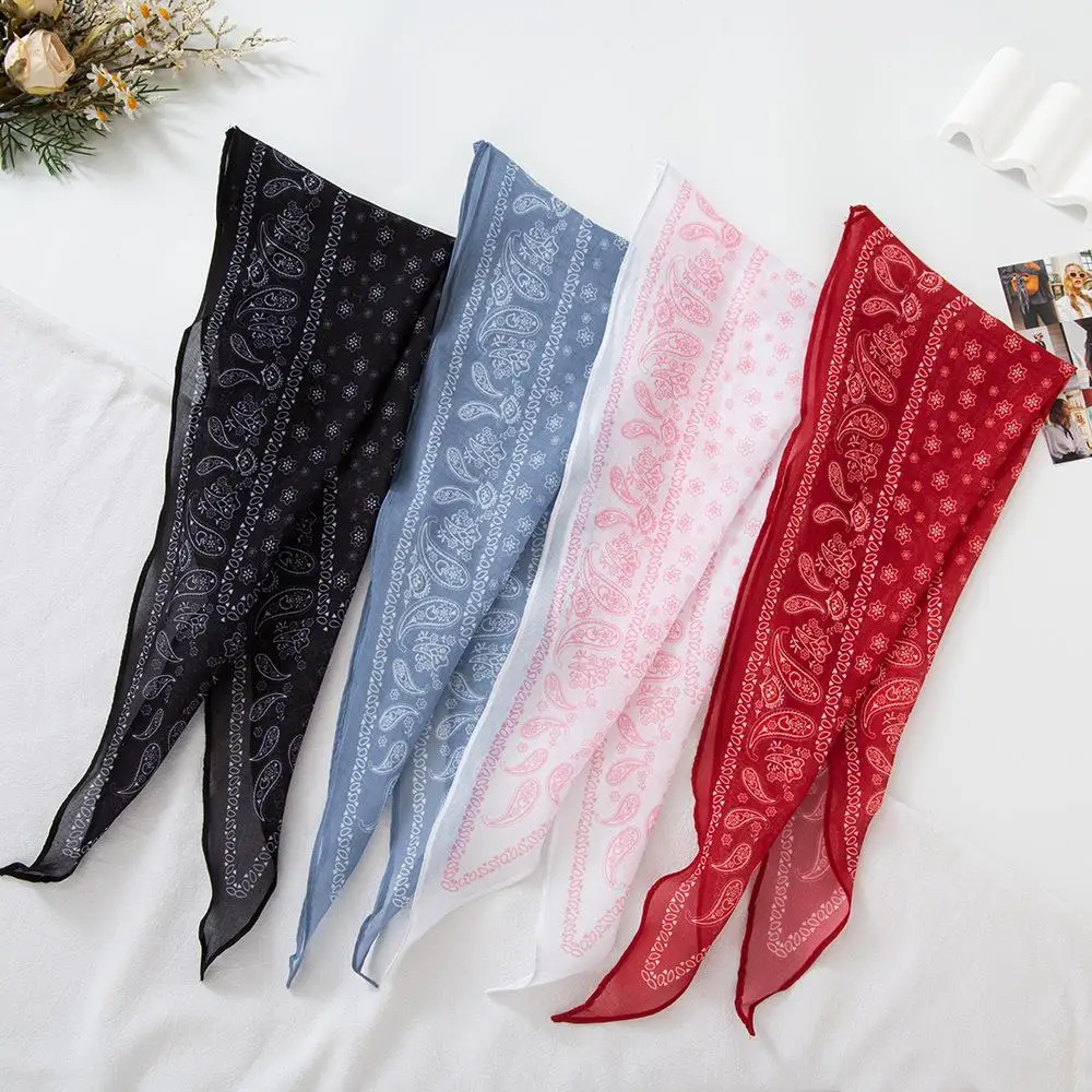 

Retro Cashew Print Triangular Scarf Summer Thin Headband Small Fresh Neckerchief Korean Fashion Triangle Neck scarf Shawls