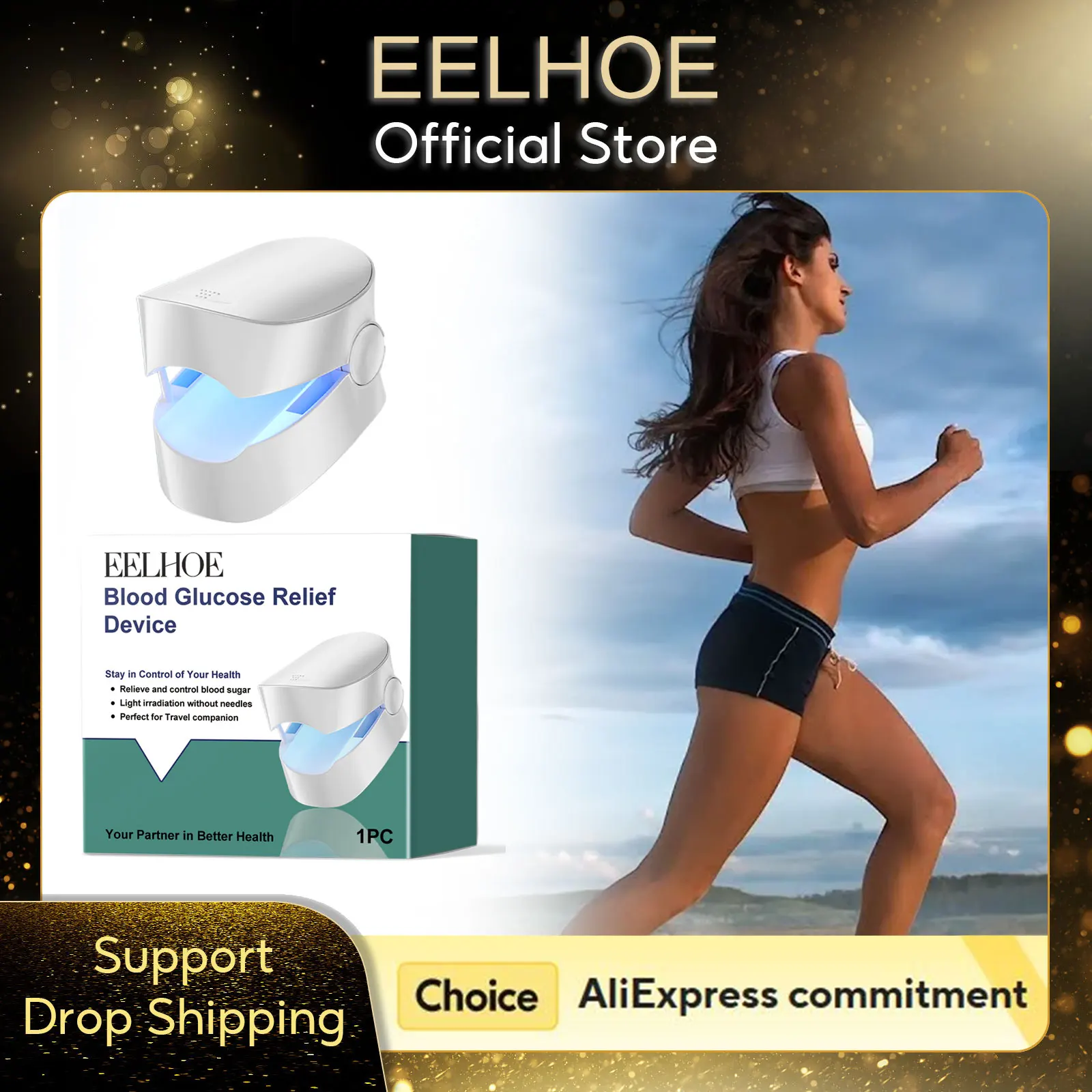 EELHOE Glucostasis Blood Glucose Meter Without Puncture Blood Sugar Control Diabetes Treatment Improve Sleep Discomfort Relief