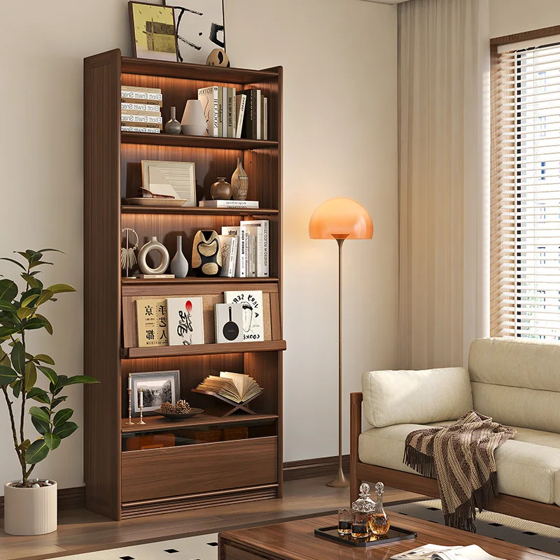 Neuer Massivholzschrank im chinesischen Stil, Bücherregal ohne Kombination, Vollwanddisplay, raumhohes Bücherregal mit Glastür