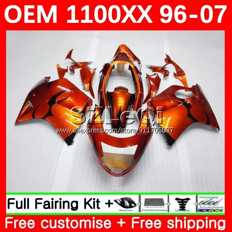 Orange blackOEM Blackbird For HONDA CBR 1100 XX 58No.2 CBR1100XX 1996 1997 1998 1999 2000 2001 1100XX 02 03 04 05 06 07 Fairing