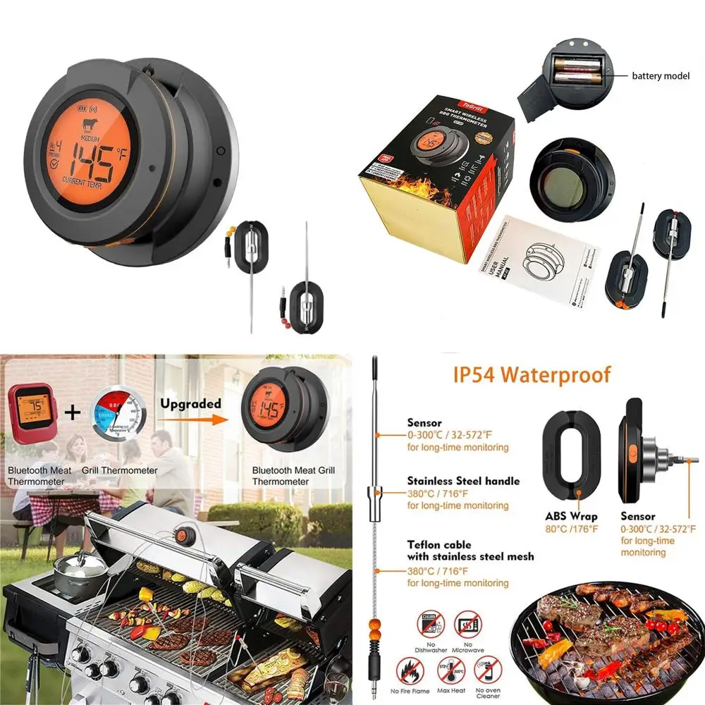 

Bluetooth-термометр для гриля с 2 зондами — идеальный подарок для барбекю на открытом воздухе для мужчин, пап и мужей