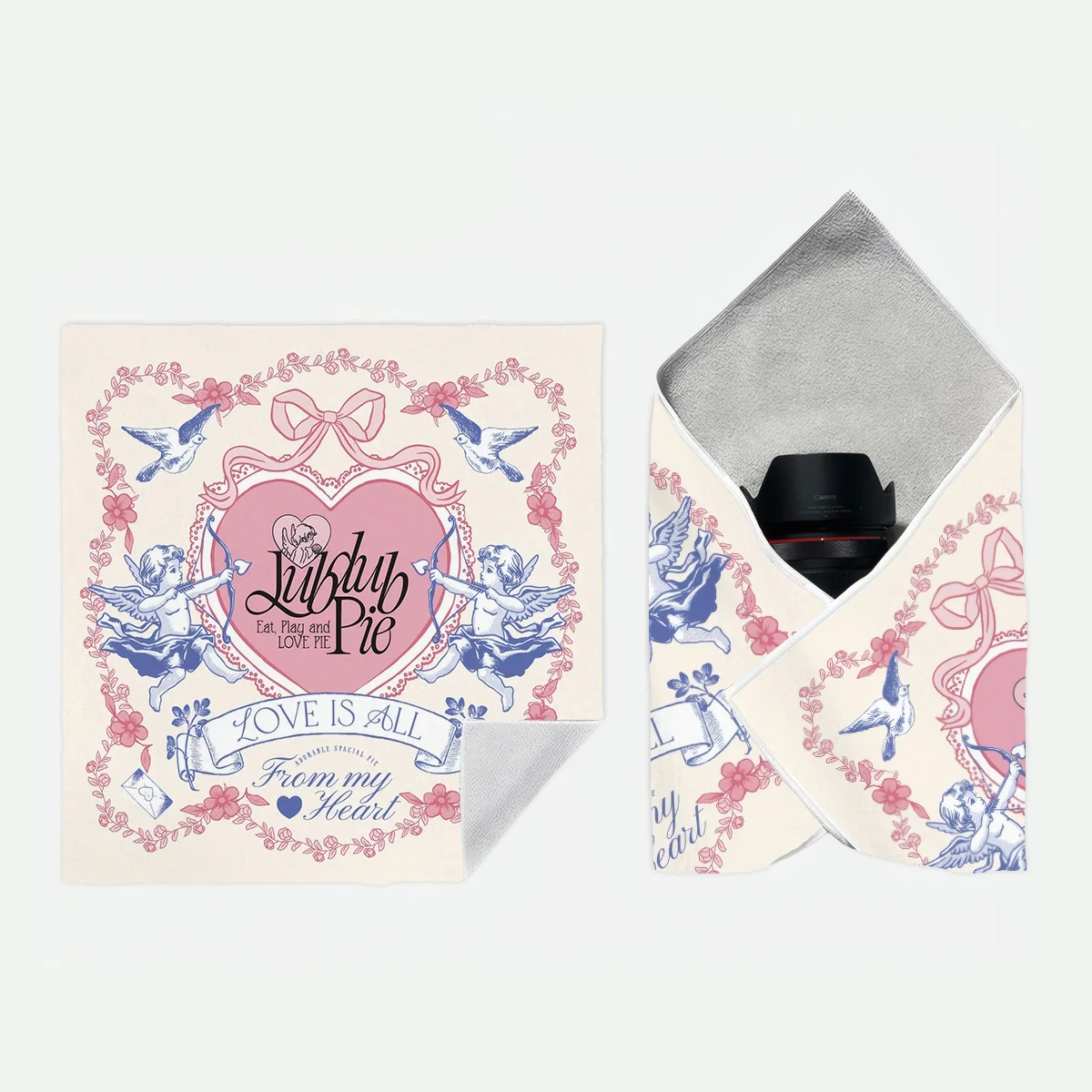 1pc Self-Adhesive Magic Wrapping Cloth French Romantic Cupid Heart Vine Pattern Self-Adhesive Makeup Bag Portable Storage Pouch