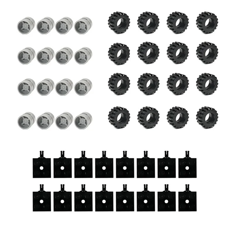 

A63T-48PCS Mini Wheel Axles Pack Block Car Accessories Tyre Hub Classic Building Bricks Children DIY Blocks Parts For Kids