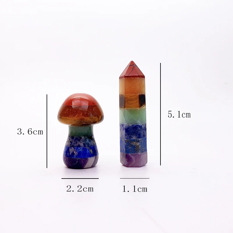 Seven Chakra Crystal Colorful Gemstone Stitching, Hexagonal Column Shape, Ornament, Home Decoration, Jewelry Gift, Natural Stone