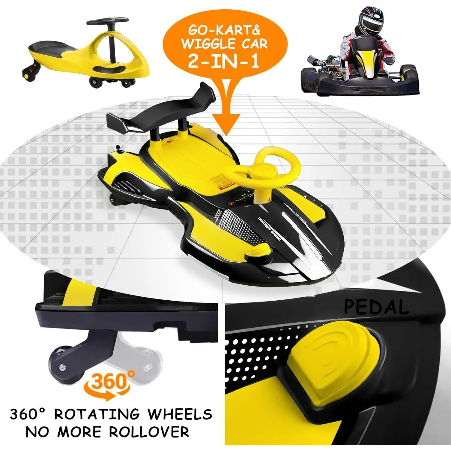 Giro in auto oscillante giocattolo da 12 V con pedale per dai 3 anni in su Regali di compleanno per ragazzi e ragazze Antiribaltamento