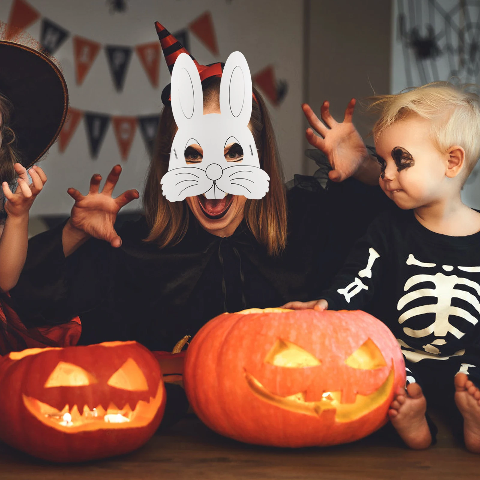 10-teiliges Kinder-Graffiti-Masken-Set, pädagogisches Kunsthandwerk, vorgeschnittene Papiermasken zum Ausmalen und Verkleiden