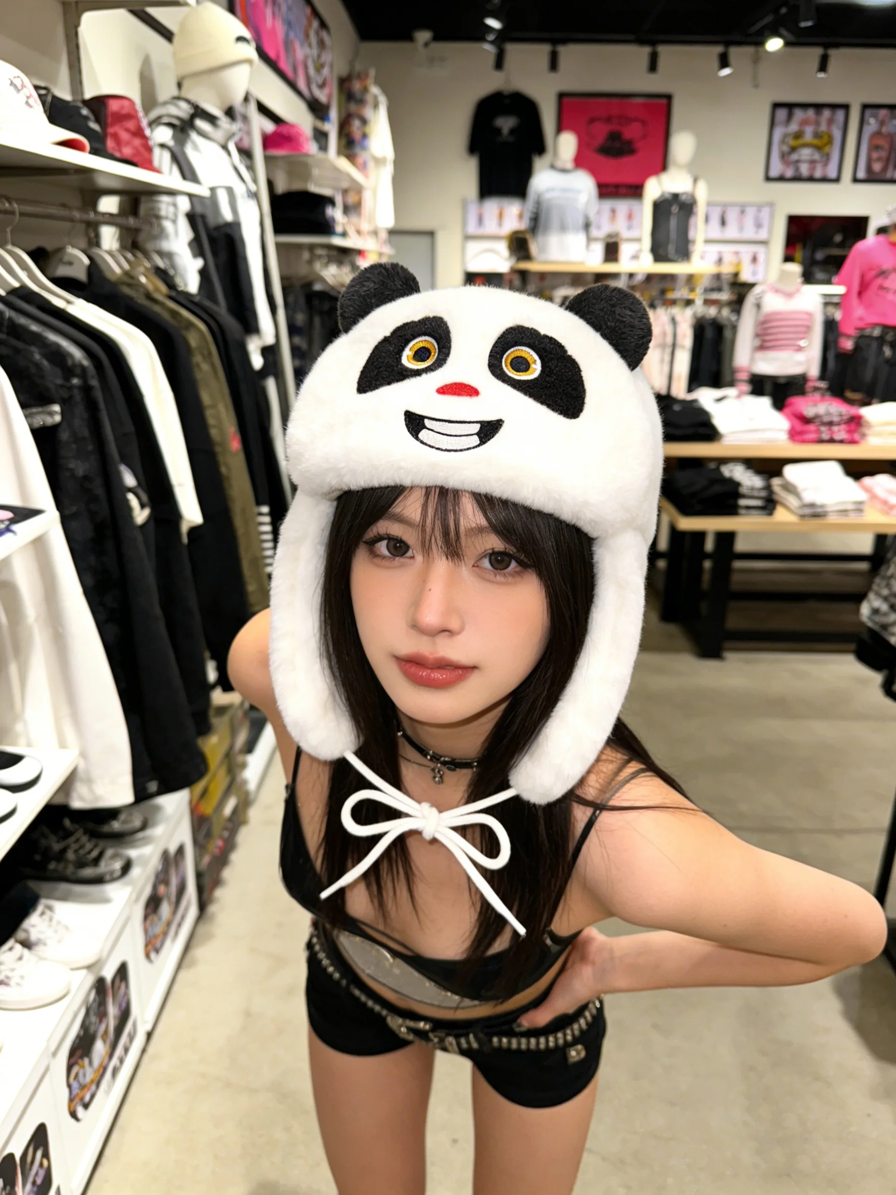 

Y2K2026 new cartoon embroidery heavyweight cute style panda casual cover ear protection hat