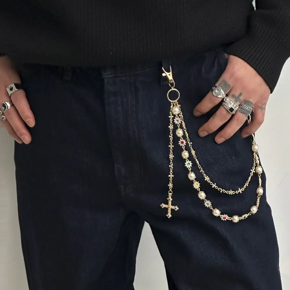 

Goth Tassel Pearl Waist Chain Gothic Zinc Alloy Punk Belt Chain Hip Hop Beads Tassel Jeans Chain Female