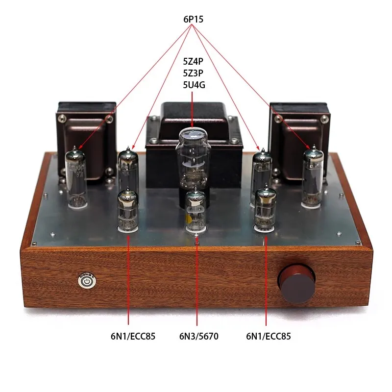 AIYIMA SMSL 6N3 6N1 Push-pull 6P15 Vacuum tube Amplifier 15W * 2 Stereo Class A Power Amplifier Audio No bottom noise in