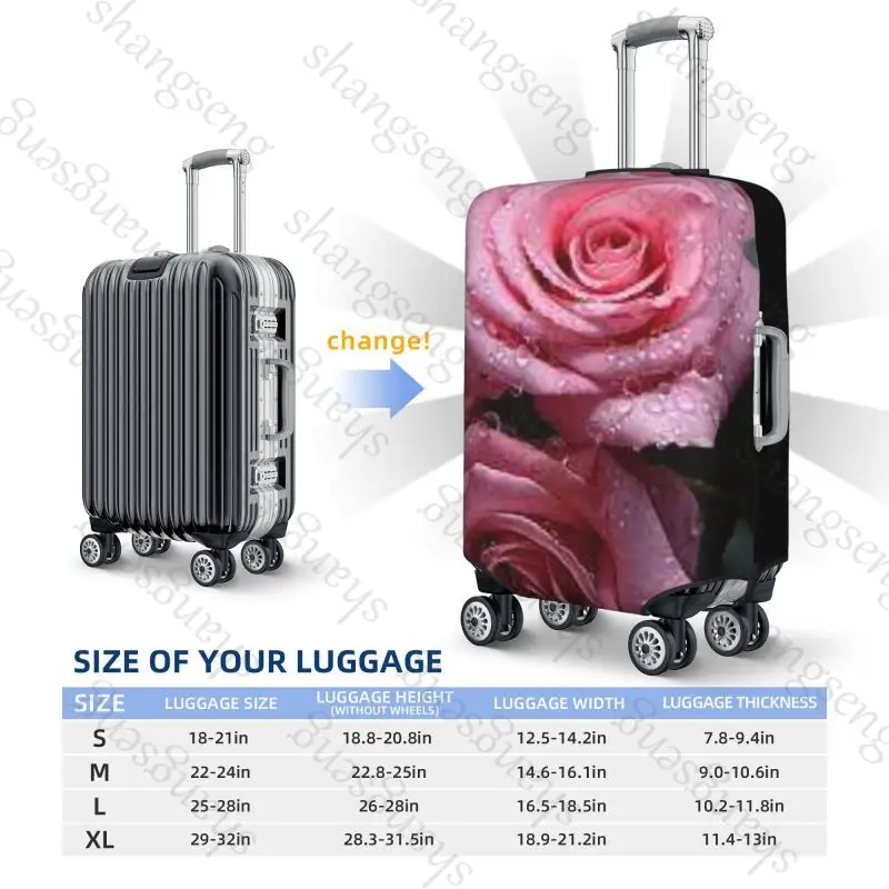 Rose Flower Pattern Travel suitcase protective case, suitcase cover, elastic protection, washable Luggage cover, 18-32 in