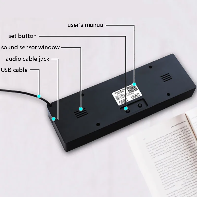 Indicador de nivel LED de Color, analizador de espectro de música, reloj electrónico, luz de ritmo activada por voz, luz de atmósfera de recogida 624RGB