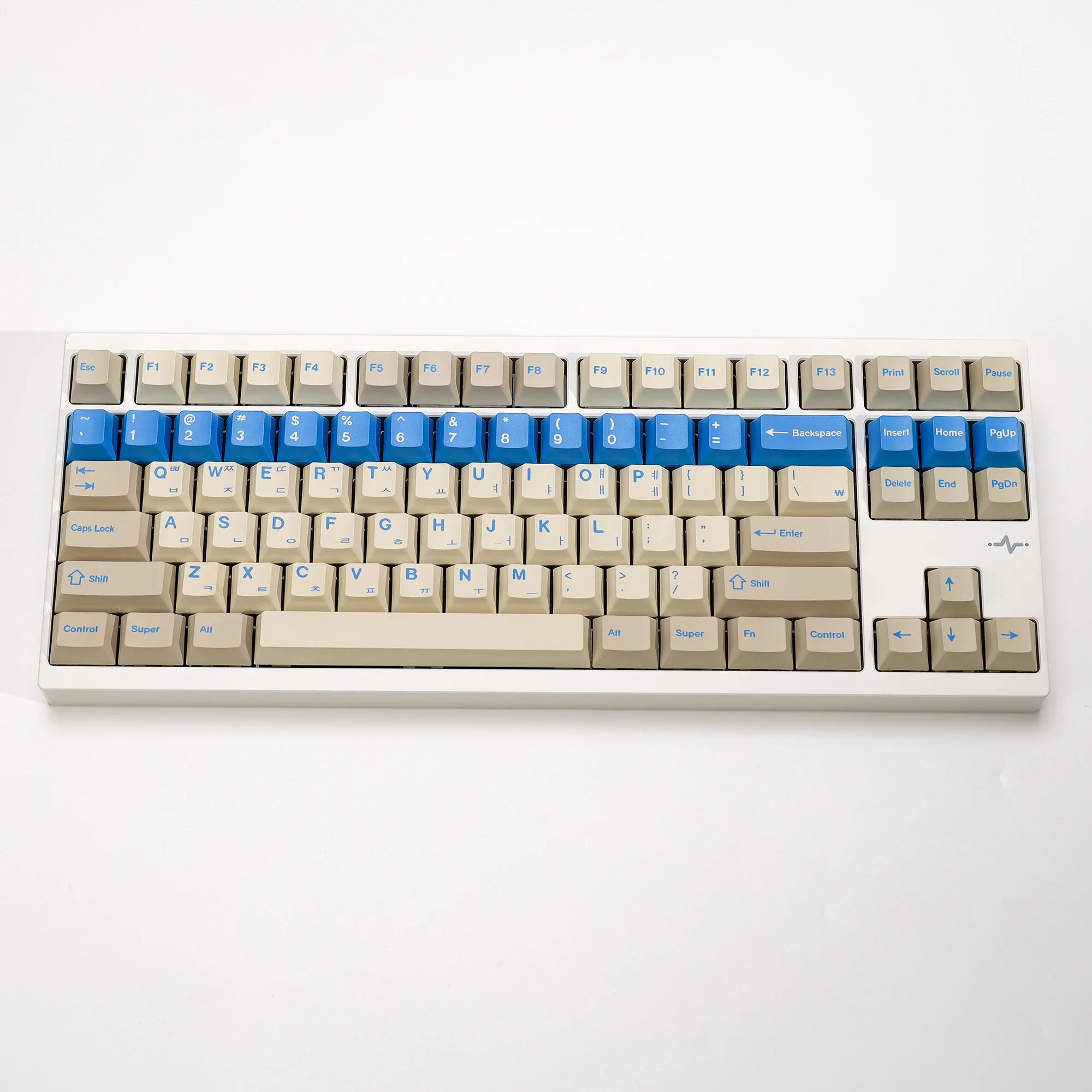 KBDiy 143 Keys Korean Keycap for Mechanical Keyboard PBT Blue Alert Keycap Custom Cherry Profile for MX Switches ISO 7U Spacebar