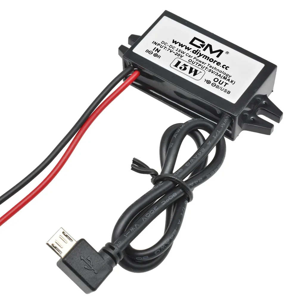 DC-DC Step Down Buck Converter Power Supply Module for Car 12V to 5V 3A 15W for Car Male Female USB Mini USB Micro USB Adapter