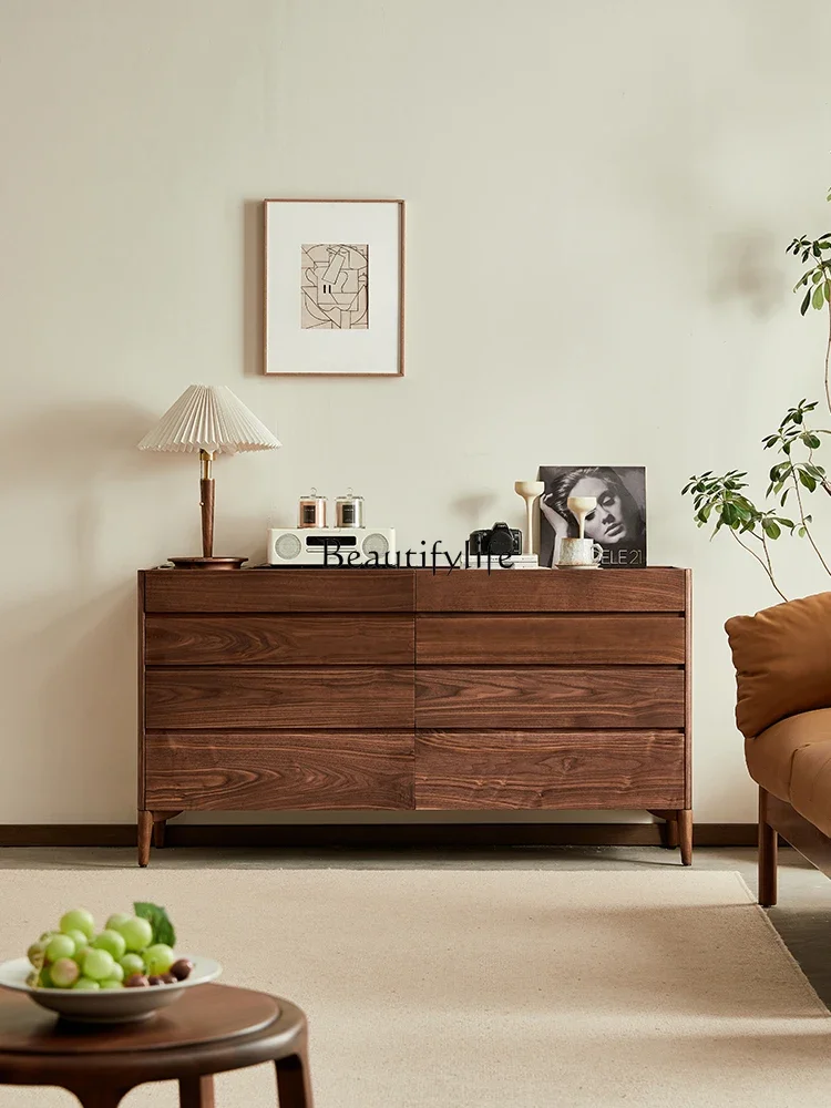 North American black walnut eight-bucket cabinet Nordic simple storage drawer storage cabinet