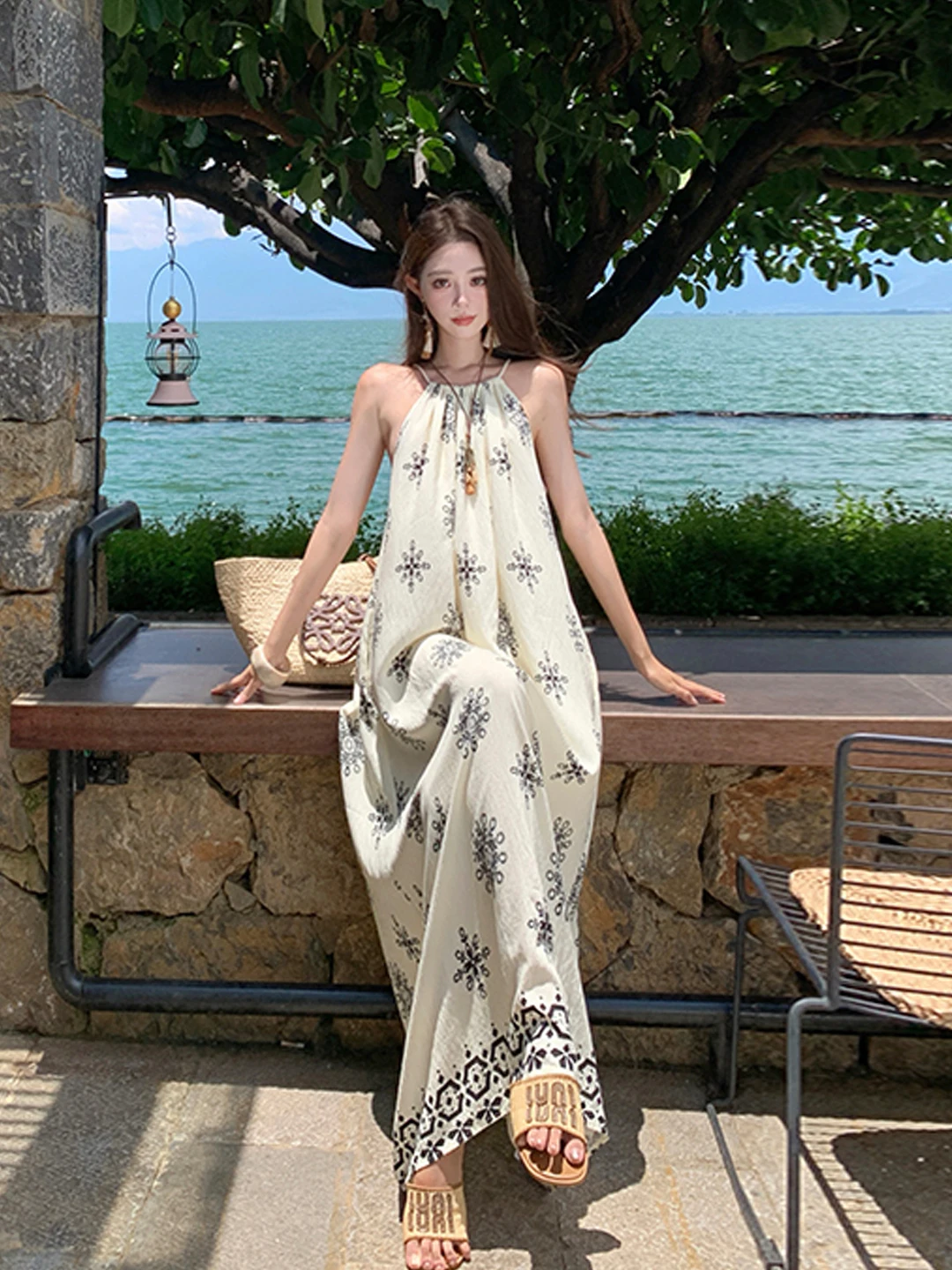 Beach Vaion Correa suelta Estampado floral Dr Mujer Verano Falda para la playa n Étnico Sle Dres Casual Algodón Tela suave