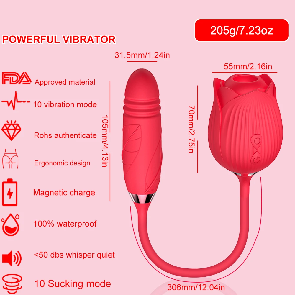 Rose Sucking Licking Vibrator for Women Dildo Clit Sucker Nipple Clitoris Stimulation Vibrators Female Sex Toys for Adults 18+