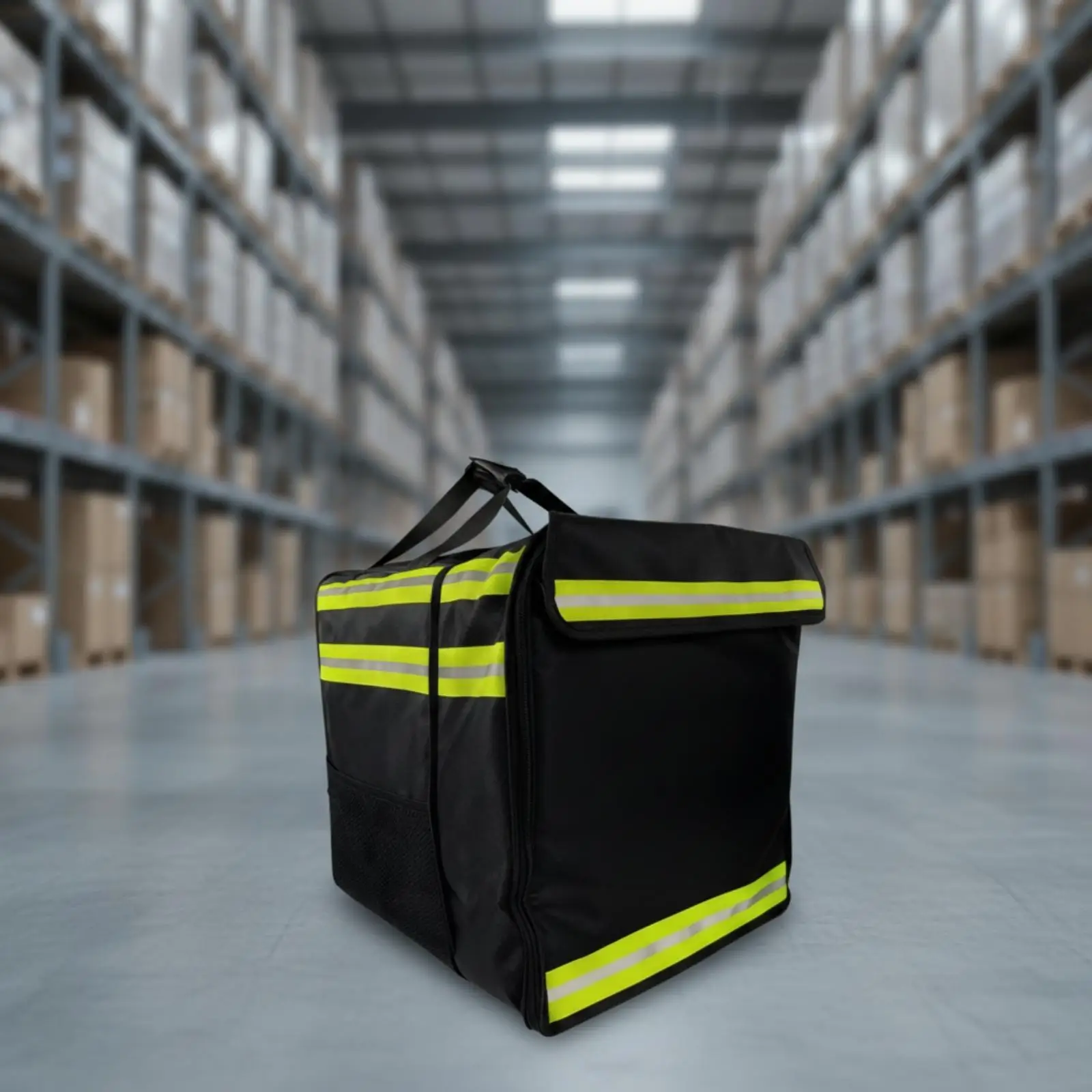 Polyester PVC Insulated Delivery Backpack for Hot Cold Food Transport Expandable Rectangular Shape with Reflective Strip Safety