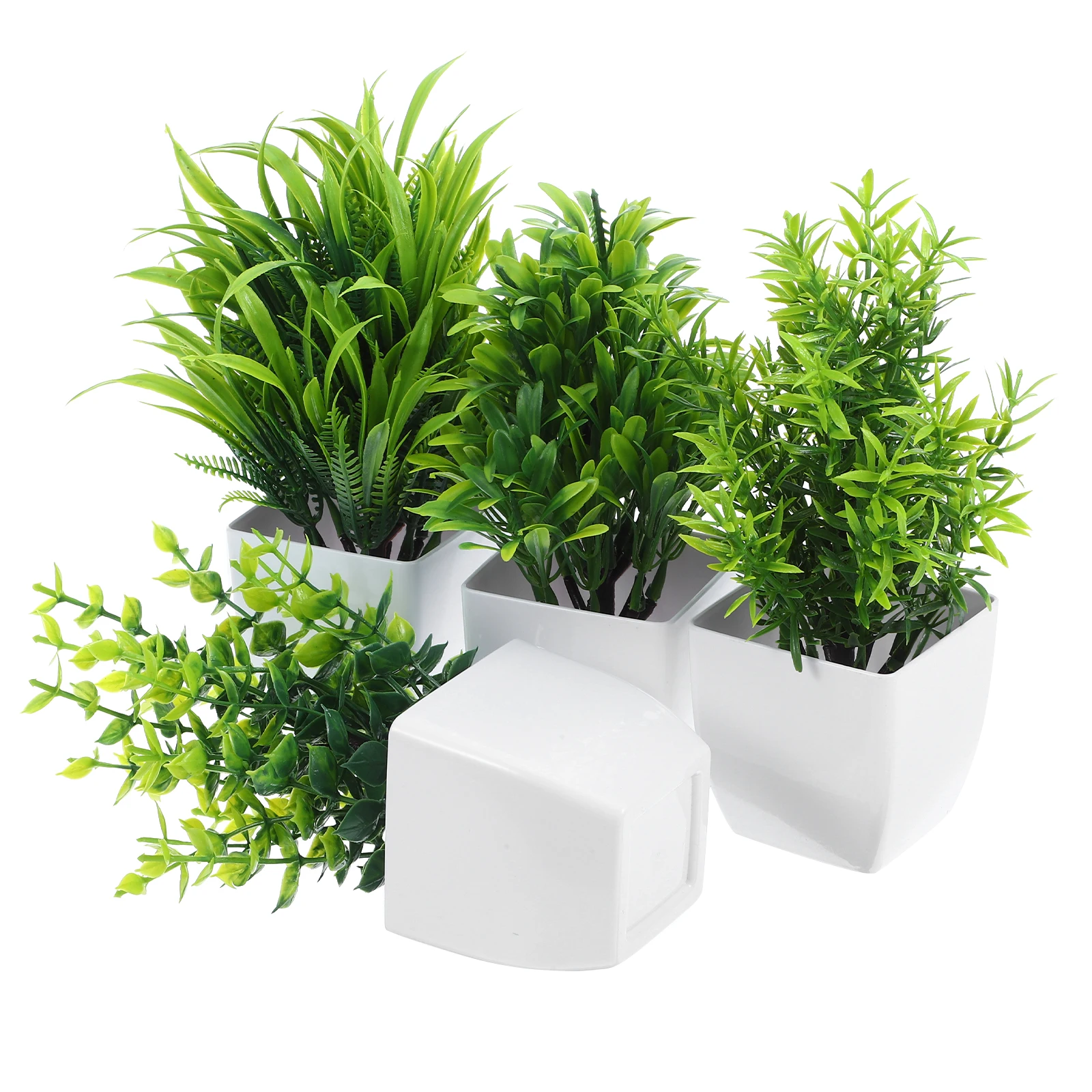 

4pcs Fake Bonsai Potted Plants Artificial Greenery Lifelike Decor For Home Office Cafe Garden Indoor Outdoor Simulation Plant