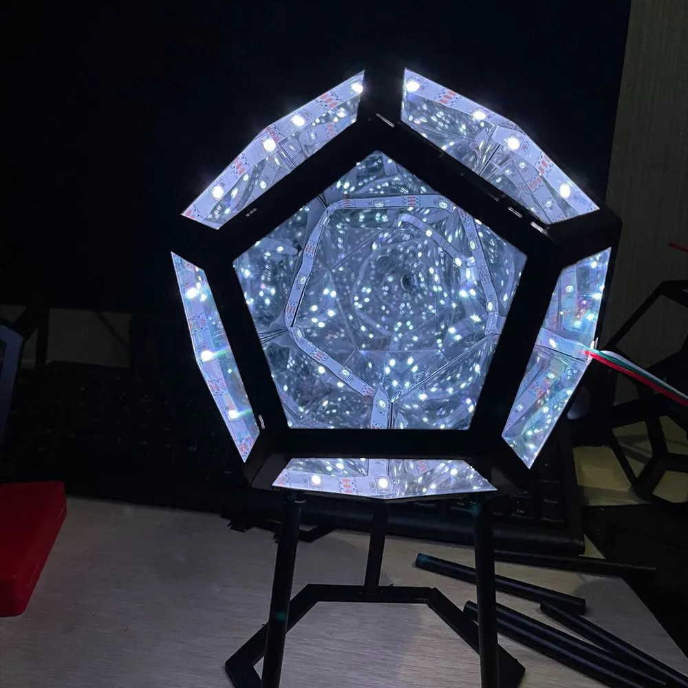 Dreamy Geometric Space LED Night Light Creative Color Christmas Home Decor Birthday Gifts Infinity Dodecahedron Mirror Art Light