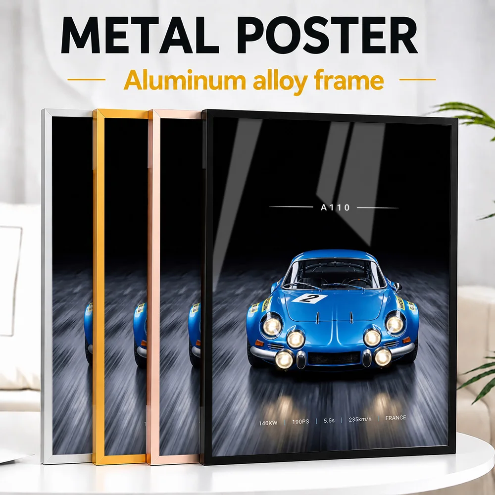 French A110 Rally Car Metal Poster With Aluminum Alloy Frame Personalized Studio Graphic Wall Art For Home Office Or Hobby Room
