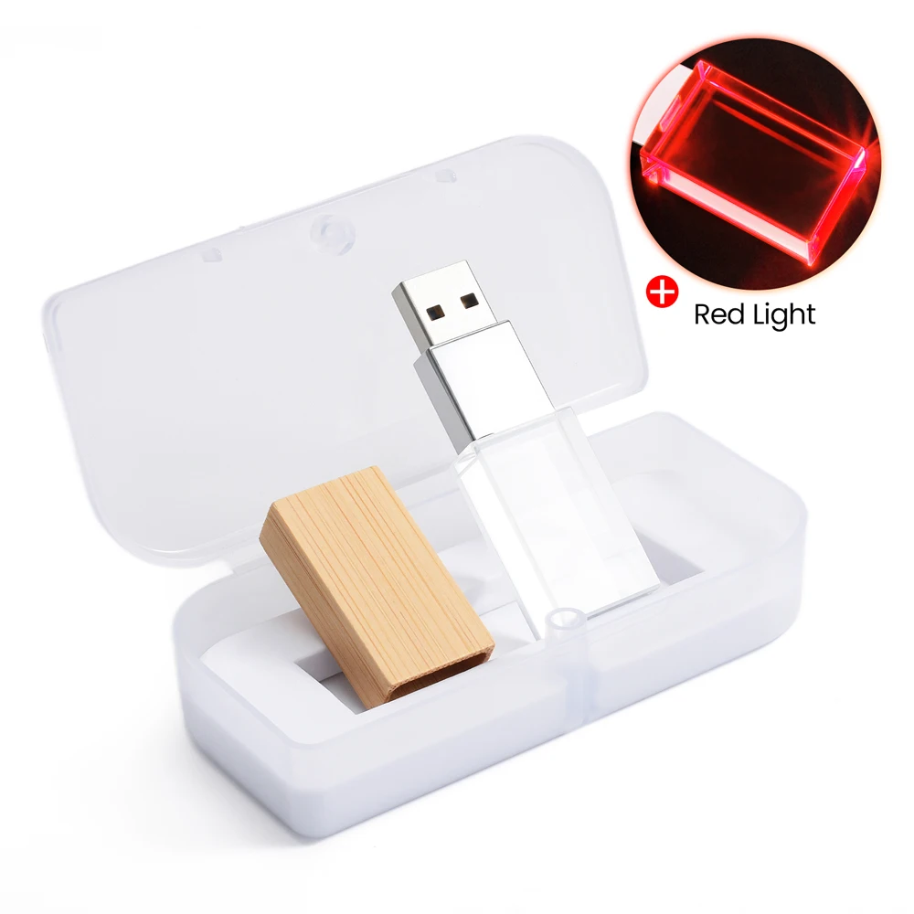 USB3.0 Crystal USB 3.0 Flash Drive 128GB Free Custom Logo Pen Drive 64GB Memory Stick Plastic Box Storage Device Pendrive U Disk