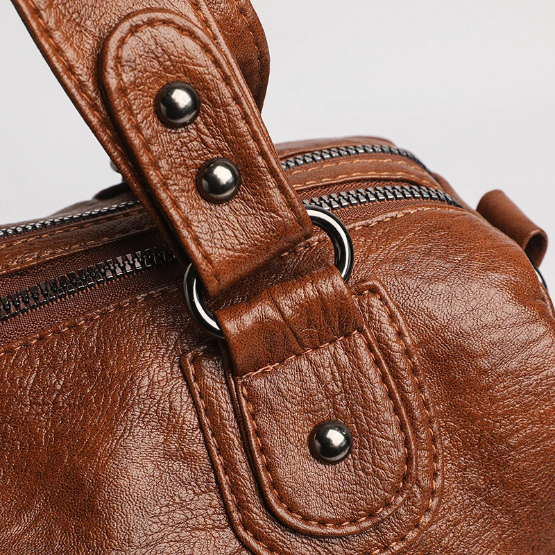 Modische Damen-Umhängetasche aus weichem Leder, große Kapazität, mehrere Außentaschen, abnehmbarer Riemen, Crossbody-Handtasche für den Alltag – Detail 22