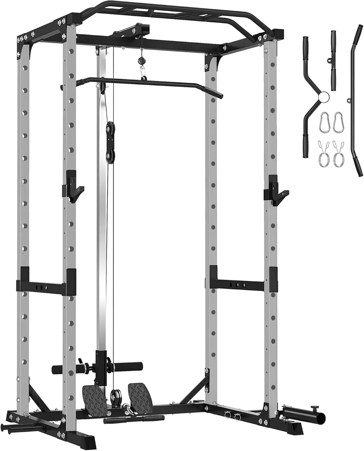 Home Gym Cage Squat Rack Lat Pulldown System Landmine Multi Grip Pull Up Bar