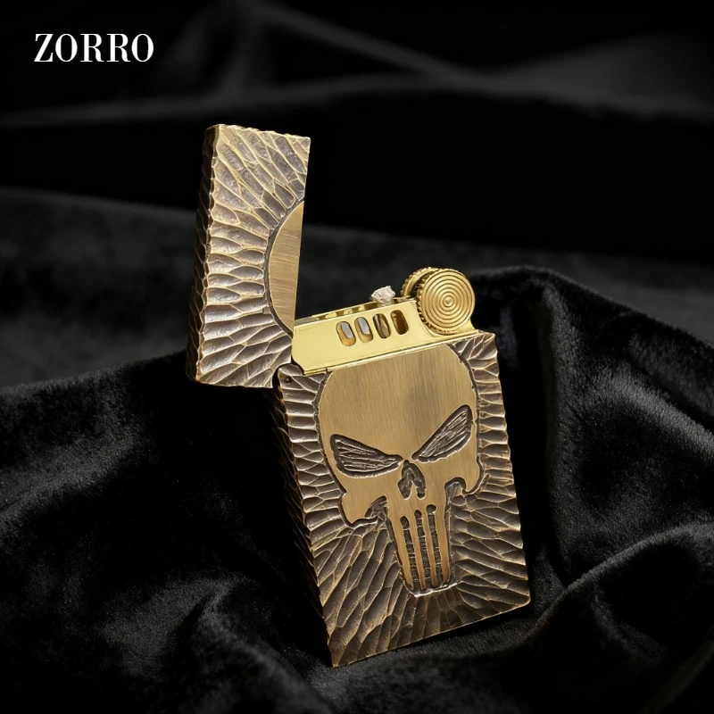 ZORRO Loud Sound Windproof Grinding Wheel Kerosiene Lighter Vintage Engraved Old Craft Cigarette Lighter Men's Collectible Gift