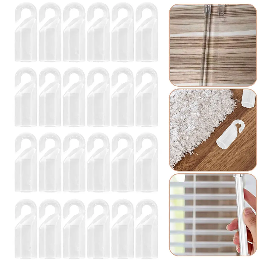 24Pcs Clear Plastic Tilt Rod Hook Wand Tip Hook for Blinds Adjustment Easy to Match All Curtain Colors Blind Replacement Hangers
