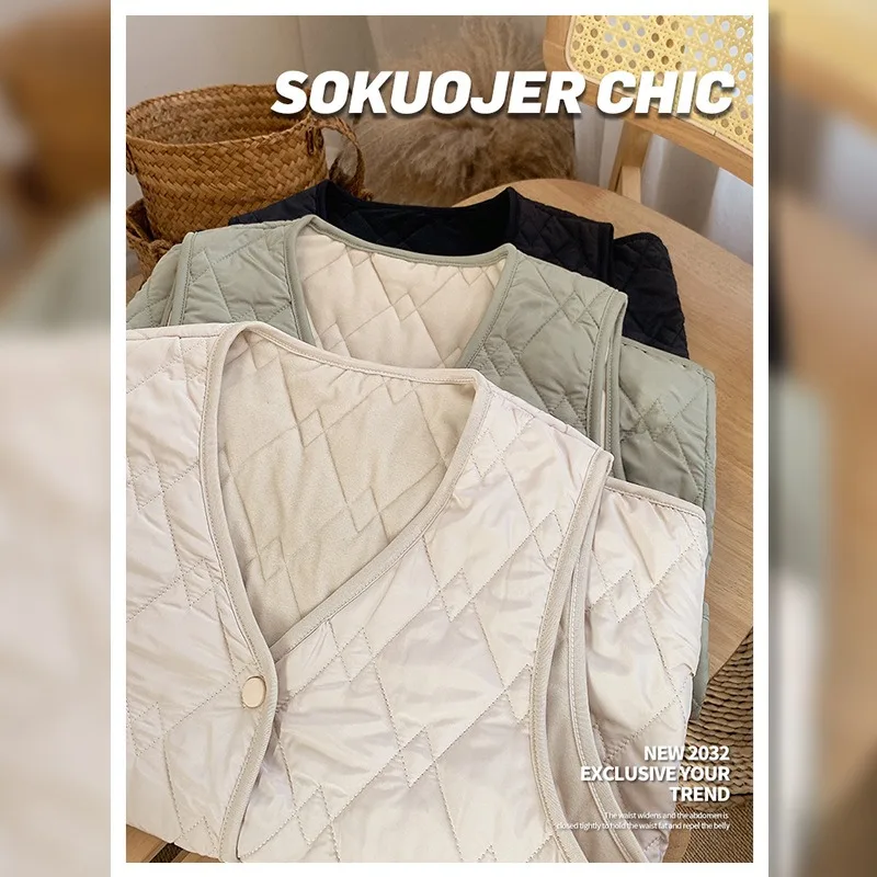 

Женский осенне-зимний хлопковый жилет-пуховик — теплый жилет без рукавов в корейском стиле, модная верхняя одежда для многослойного использования