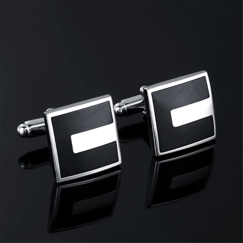 

2Pcs Men Cufflinks Wedding Business Tuxedo Shirt Square Black Enamel Cuff Links Dropship