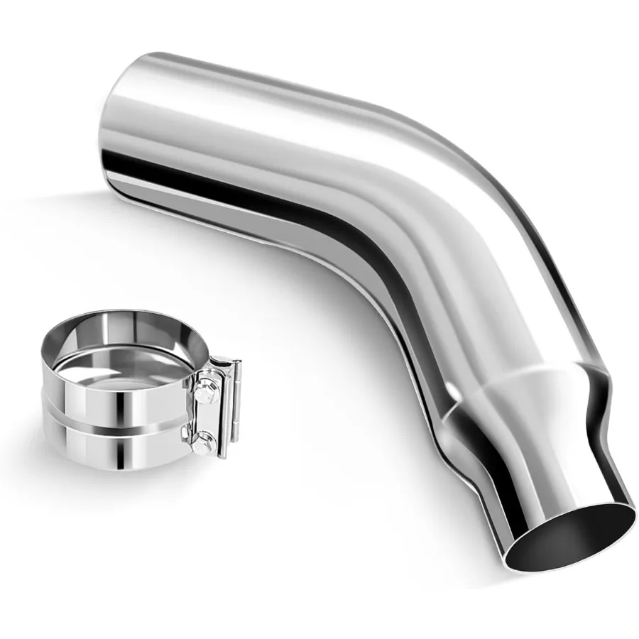 طرف العادم الكوع 4 بوصة طرف ماسورة عادم الديزل 4 إلى 6 بوصة مع مشبك 4 مدخل 6 منافذ 23 طرف طويل من الكروم للشاحنات