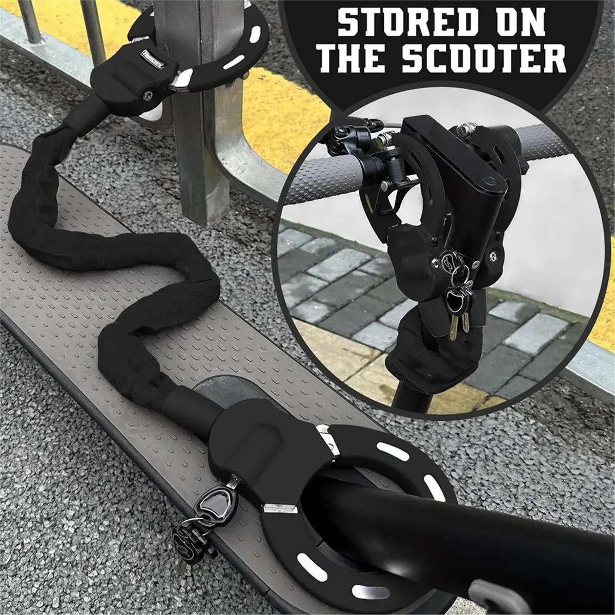 2026 New Scooter Lock, Bike Locks High Security with Key, 37inch Heavy Duty Bike Lock Chain, Accessories for Electric Scooter