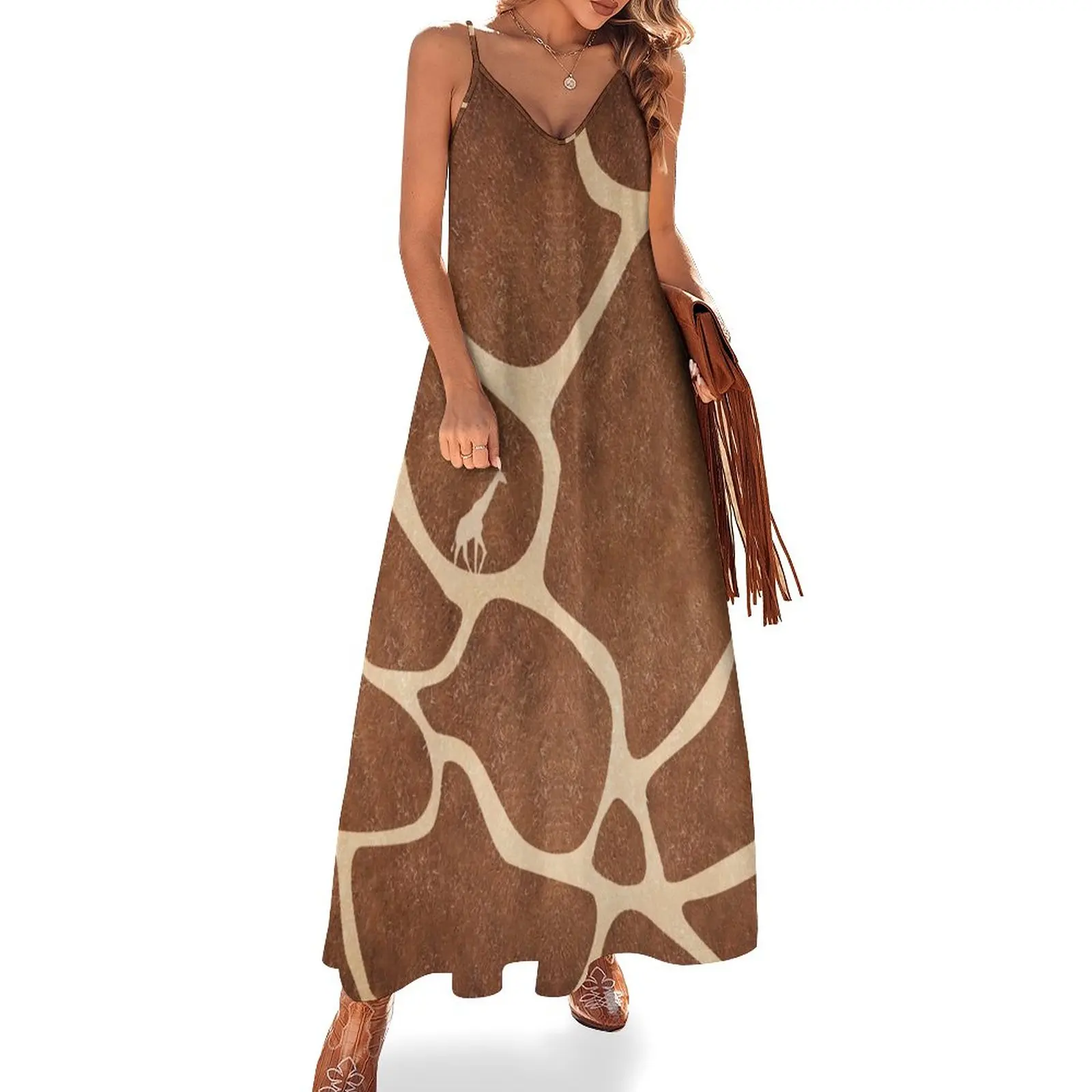 

Giraffe print and animal Sleeveless Dress evening dress ladies Women's skirt loose summer dress dress dresses