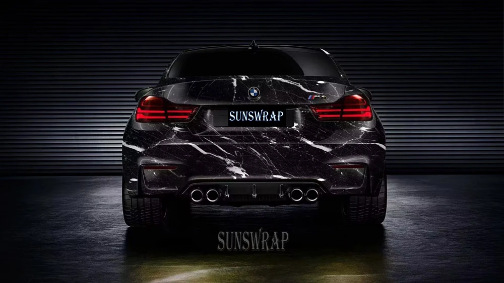 Arctic Black Marble Vinyl Wrap Film Car Covering Film PET Bubble Free Sticker PVC Auto Motorcycle Body Wrapping Accessories