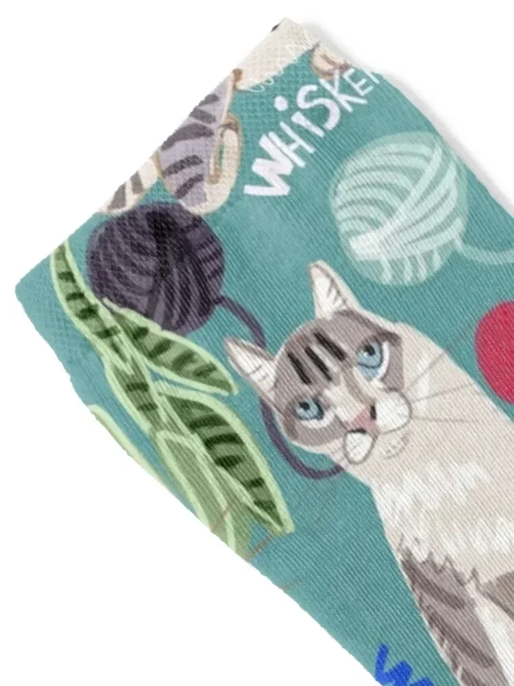 القطط شعيرات وغزل كاديت الجوارب الزرقاء الفاخرة السنة الجديدة ساخنة مجموعة رجل الجوارب المرأة الطابق مجنون مضحك الهدايا الرجال الجوارب النسائية #2