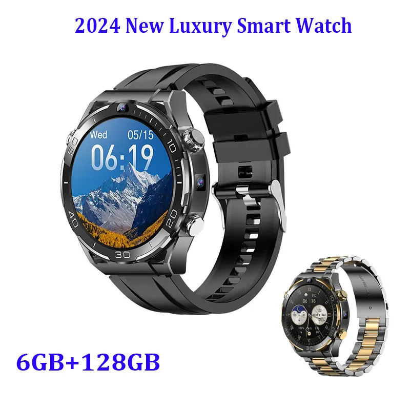 New Upgrade 4G Smart Watch 2024 Call SIM Card GPS 5G Wifi 6GB 128GB Bluetooth 5.0 Dual Camera Heart Rate Sports Smartwatch Men