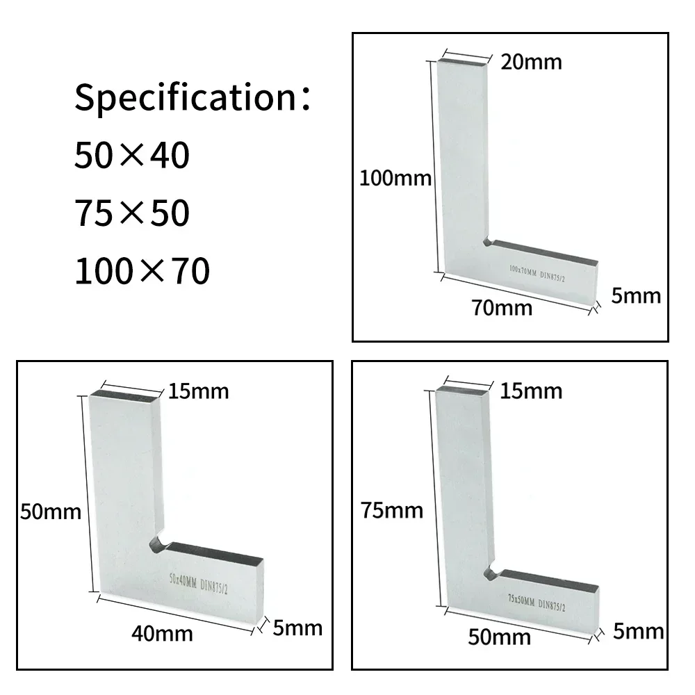 90 Degree Angle Edge Square Squads Right Angle Ruler Woodworking Carpenter Square Carbon Steel Measuring Tool