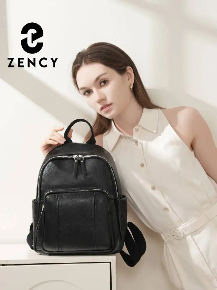 Zency Vintage Soft Genuine Leather Women Backpack Travel Rucksack Mochila Black Brown Roomy Knapsack for Work