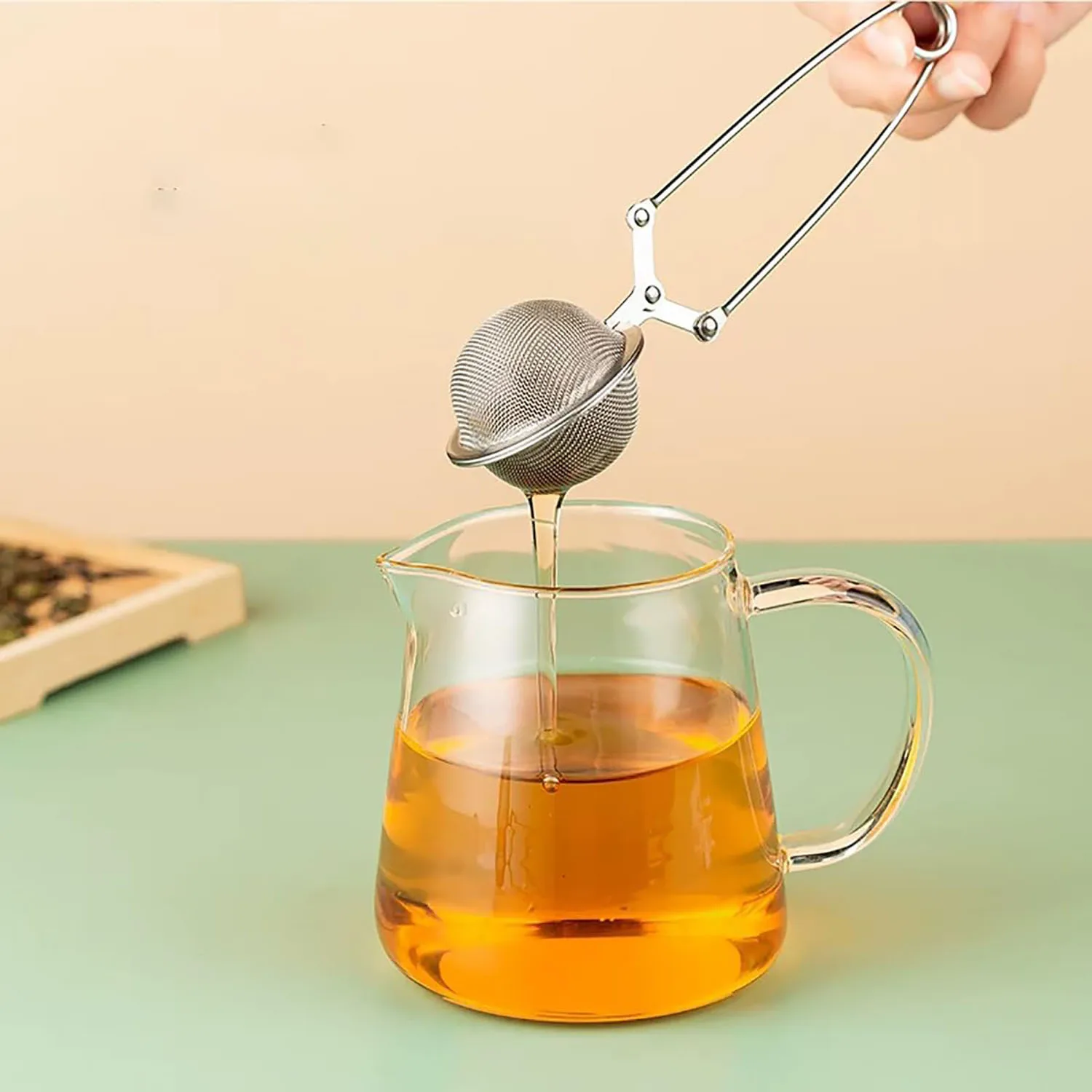 Stainless Steel Tea Infuser Tong Mesh Ball Strainer with Handle for Loose Leaf Tea Herbs Spices Easy Brew