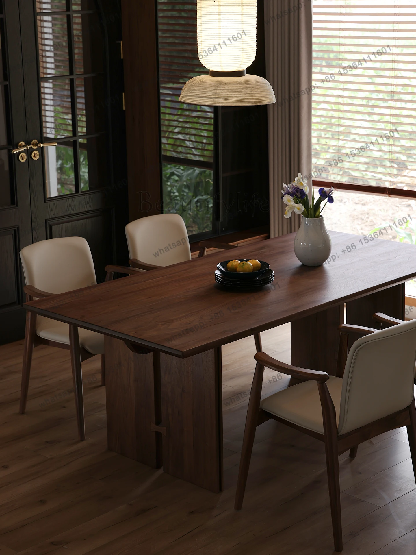 

Black walnut living room large desk worktable all solid wood dining table household