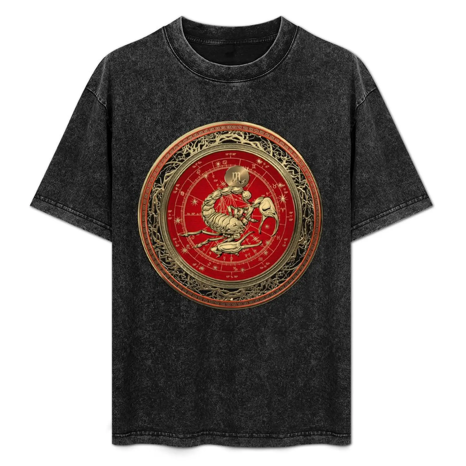 

Western Zodiac - Golden Scorpio - The Scorpion on White Leather T-Shirt T-shirts man anime t shirts for men pack