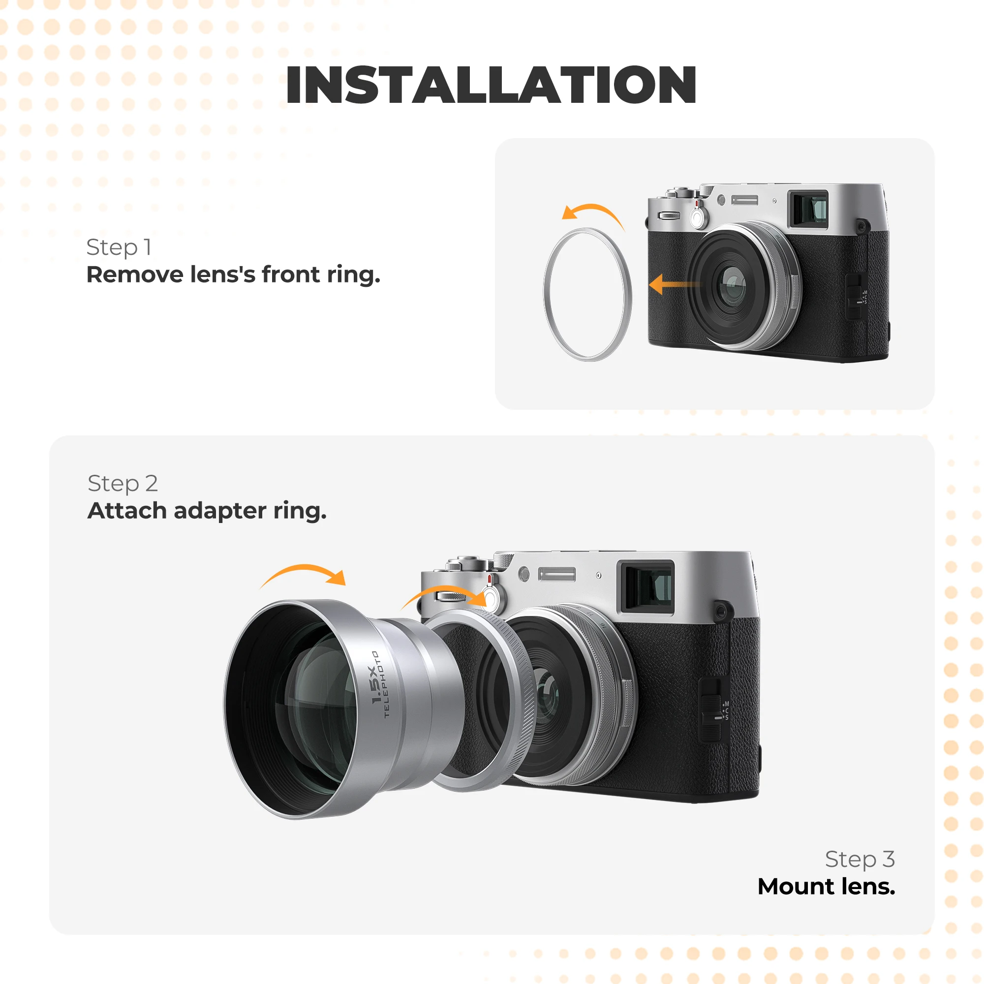 Freewell Nuovo Stile Fujifilm HD 1.5x Teleobiettivo per Fuji X100VI e X100V Fotocamere Accessori Fotografia