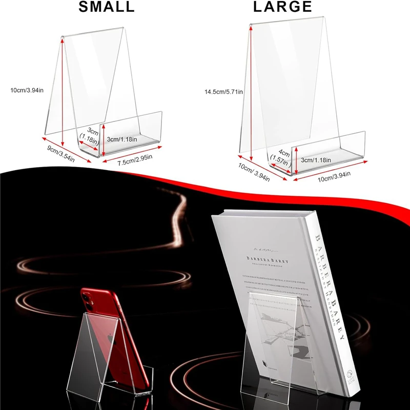 4pcs Clear Acrylic Book Display Stand Photo Frame Brochure Artwork Phone Holder Organizer Desktop Storage Rack