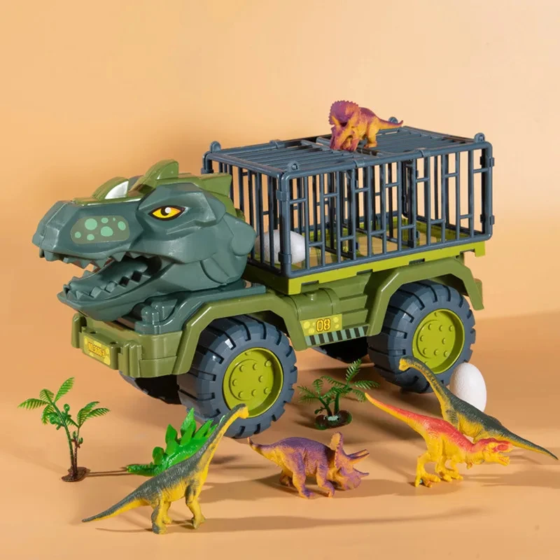 Coche de juguete para niños, camión de transporte, modelo de dinosaurio, Tiranosaurio Rex, juego de camión, regalo de cumpleaños