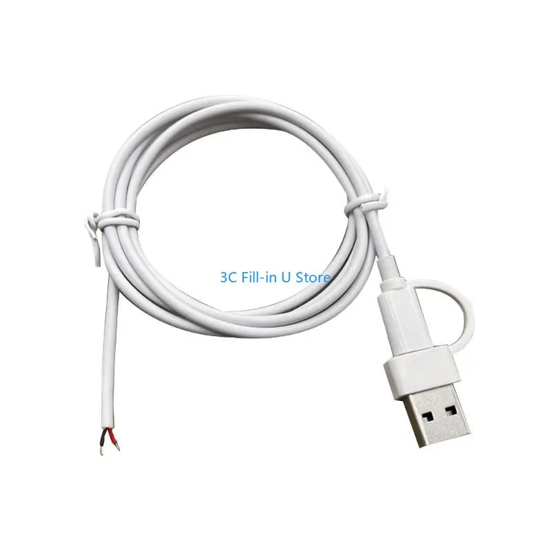 g8ta type c male to 2 핀 베어 와이어 오픈 엔드 파워 돼지 돼지 돼지 고기 LED 팬을위한 DIY